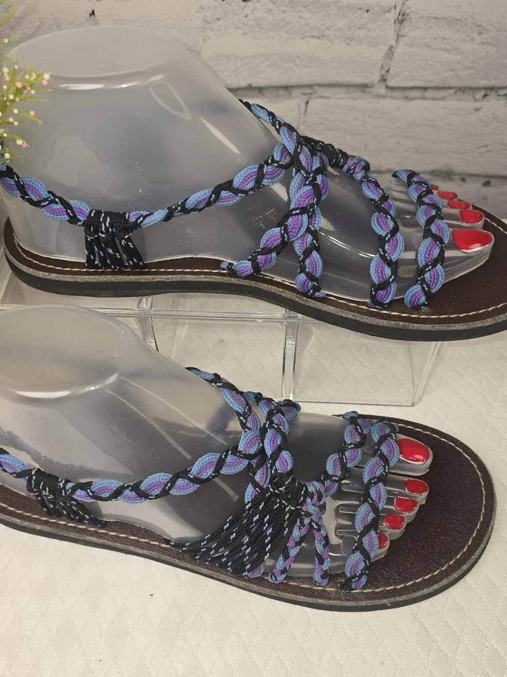 RABBIT RABBIT BRAIDED ROME SANDAL PURPLE BLACK BLUE BOHO BEACH WOMENS 39